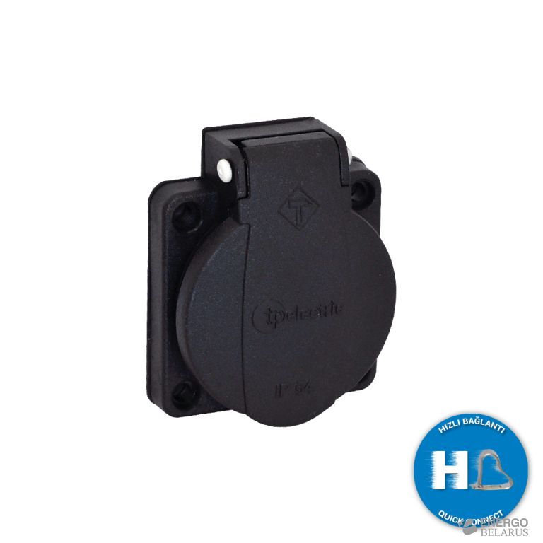 Розетка встраиваемая черная Schuko 2P+E (пружинный зажим) IP54 1x16A 3101-334-0300