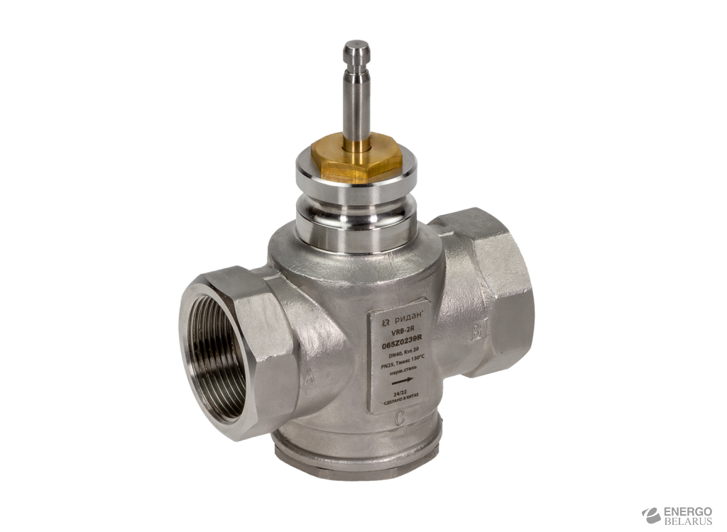 Клапан регулирующий VRB-2R с внутренней резьбой PN25, DN50, Kvs 30 м³/ч, двухходовой, седельный, нержавеющая сталь 065Z0240R