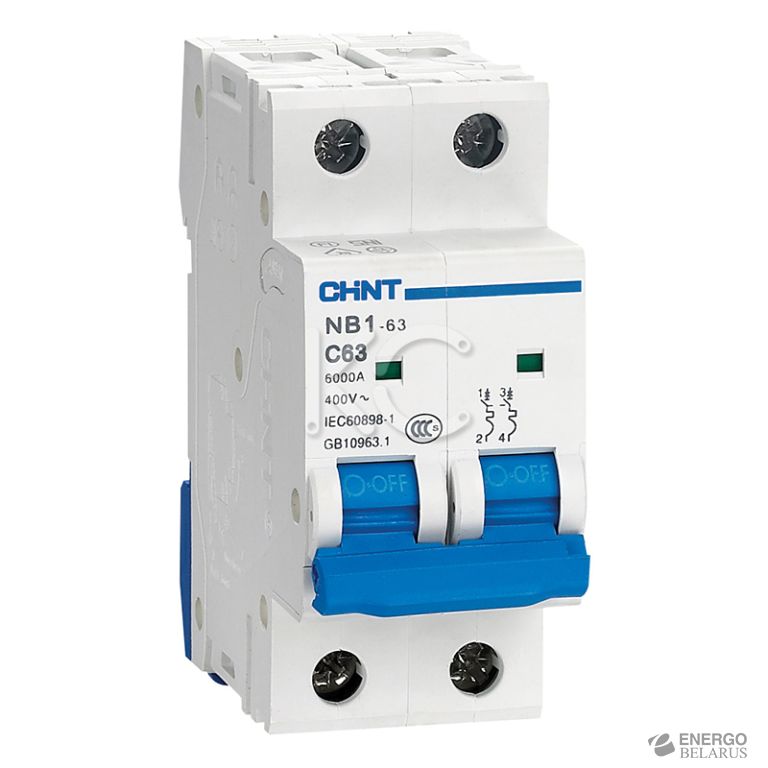 Автоматический выключатель NB1-63H 2P 10A 10кА х-ка C (R) (CHINT)
