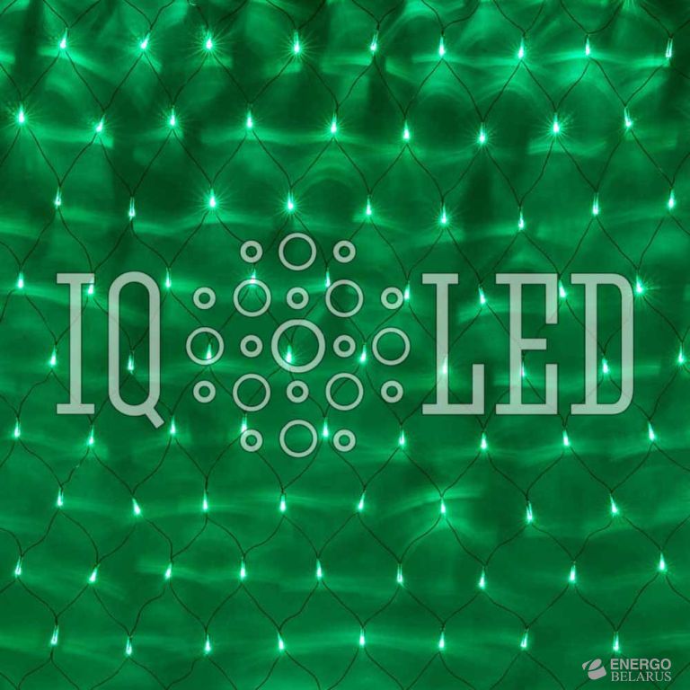 Сеть постоянного свечения 2*1.5M, 230V, ЗЕЛЕНЫЕ на чернoм проводе