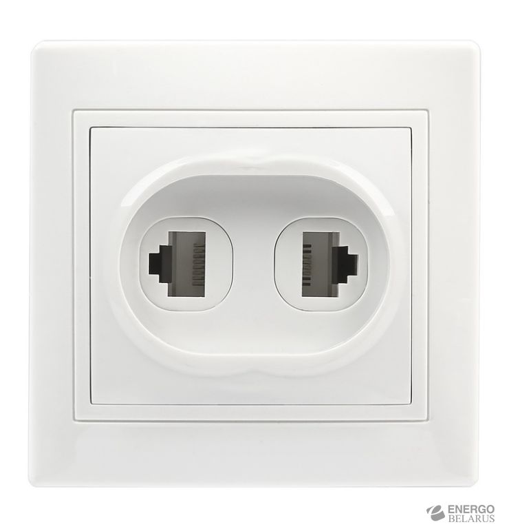 Розетка компьютер+телефон RJ-45+Phone 1 местная белая "Венера", Smartb...