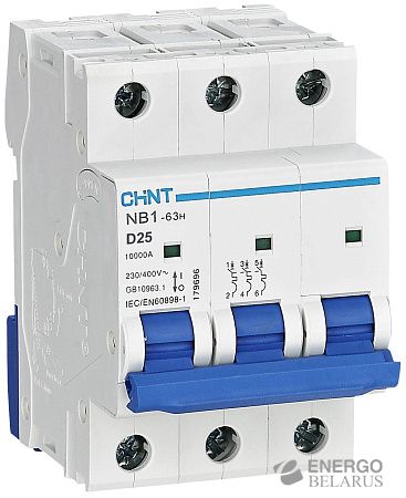 Выключатель автоматический NB1-63H 3P 32A C (10kA) CHINT