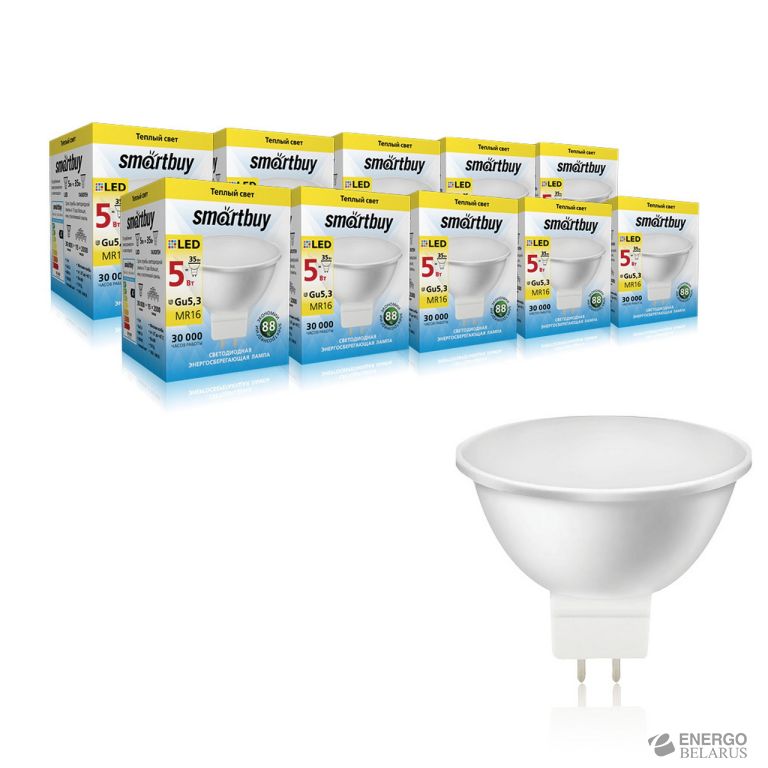 Лампа светодиодная (LED) Smartbuy-Gu5,3-05W/3000
