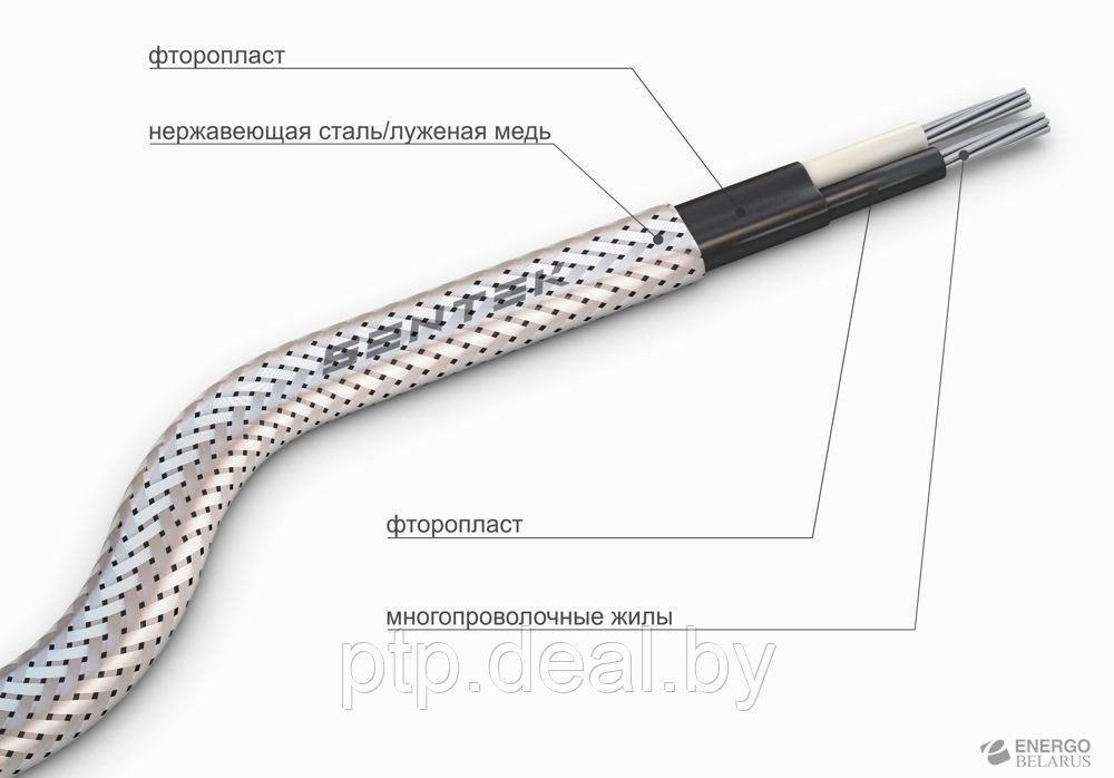 ПТФФГЭ (Провод термоэлектродный гибкий с изоляцией и оболочкой из фторопласта экранированный)