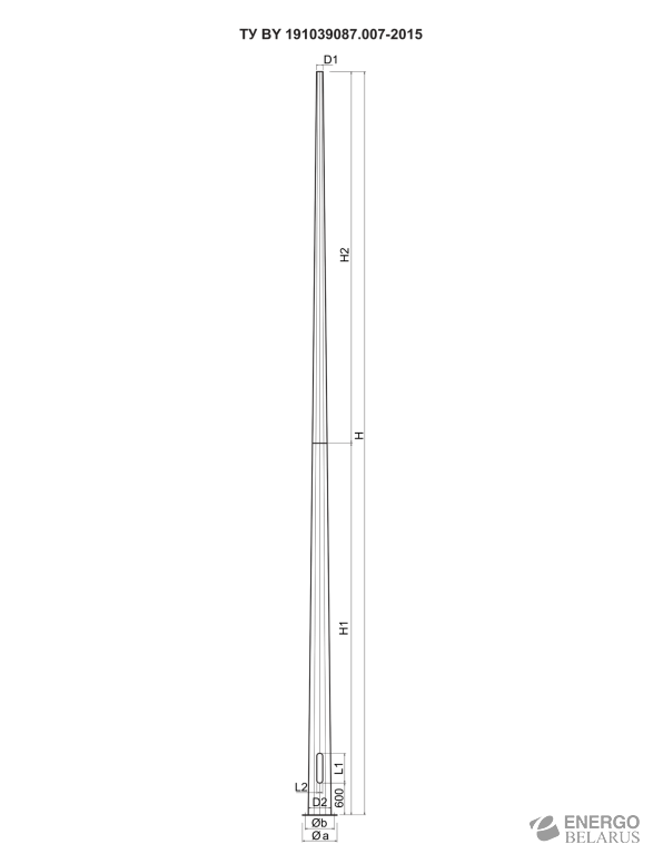 Мачта осветительная М2ак-16-144/387 граненая t=6