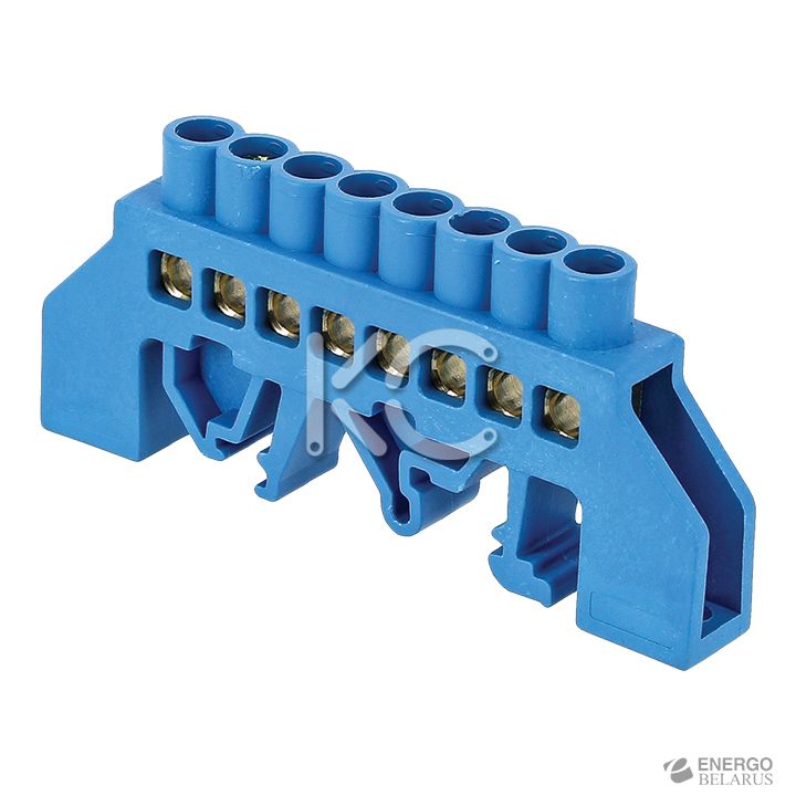 Шина N нулевая в изоляторе на DIN-рейку (из.синий) 6х9мм 8 групп-КС