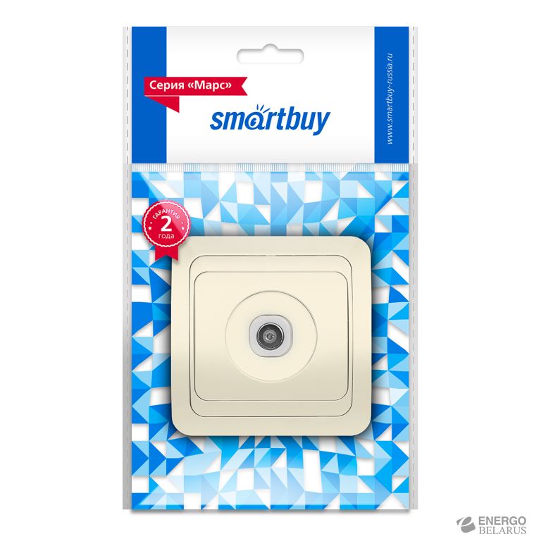 Розетка телевизионная 1-местная бежевая 75Ом 5-862МГц "Марс", Smartbuy
