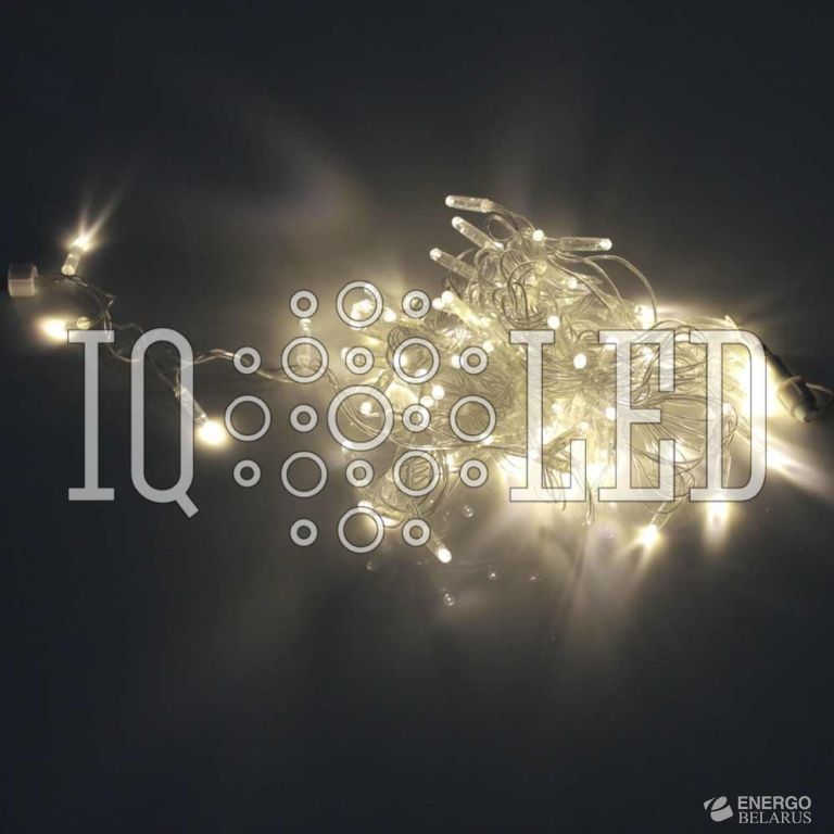Гирлянда постоянного свечения 10M, 240V, белый теплый / прозрачный провод, соединяемая (без силового шнура) (с колпачком)