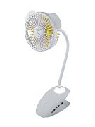 Вентилятор на прищепке 4W 3 скорости, подсветка ночник FAN-010 белый LUXAR