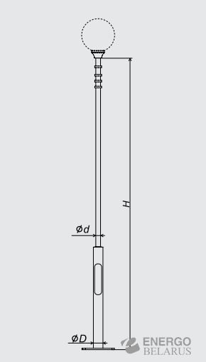 Опора металлическая торшерная трубчатая фланцевая ОМТ(д)(а)-2-1-5.0
