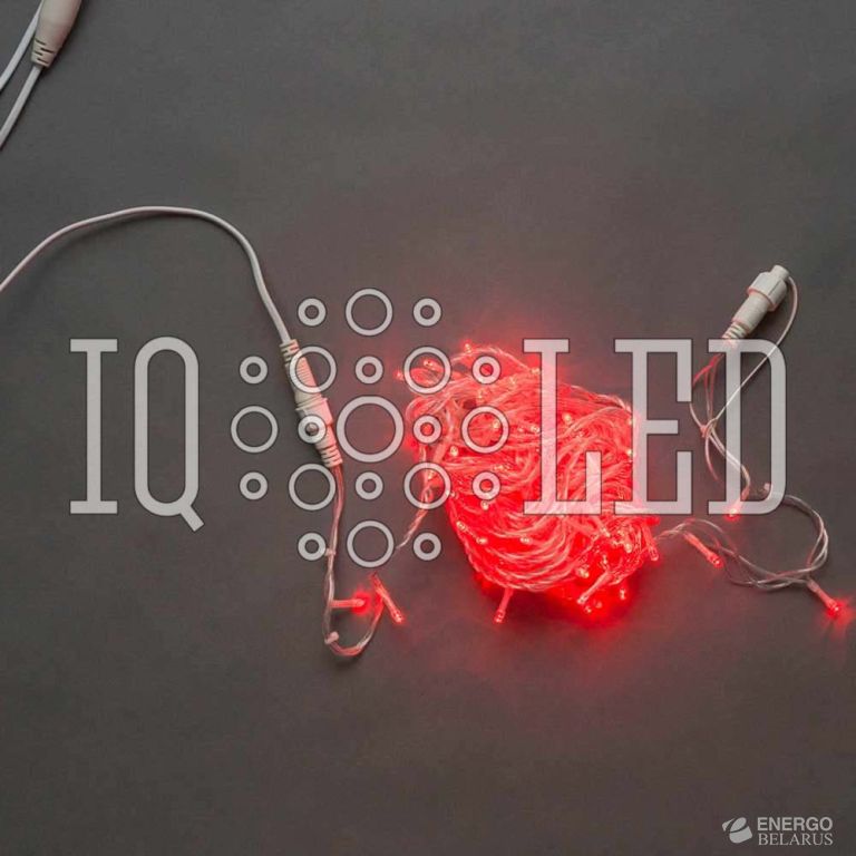 Гирлянда постоянного свечения 10M, 240V, красная / прозрачный провод, соединяемая, (без силового шнура)
