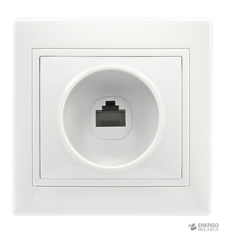 Розетка компьютерная RJ-45 1-местная белая "Венера", Smartbuy