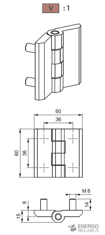 Петля накладная Essentra (Mesan) 399-1-F-1
