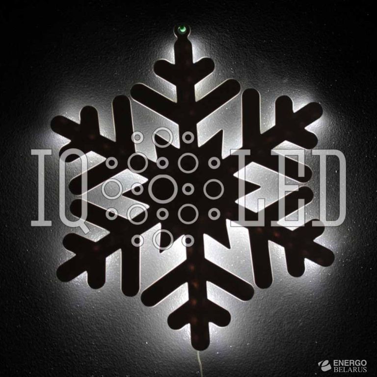 Снежинка пластик с контражуром 46*46см BACK SNOW, белая