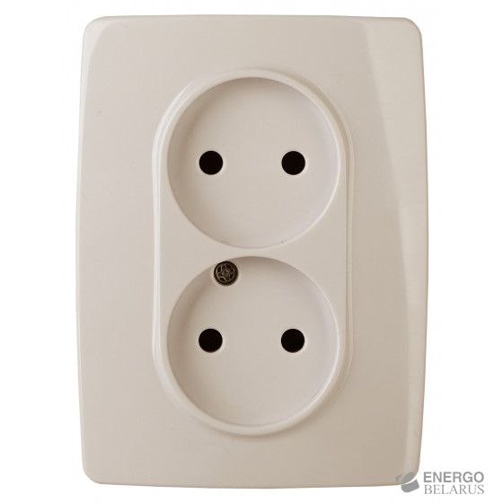 12-2107-02 ЭРА Розетка 2X2P, 16A-250В, IP20, Эра12, слоновая кость