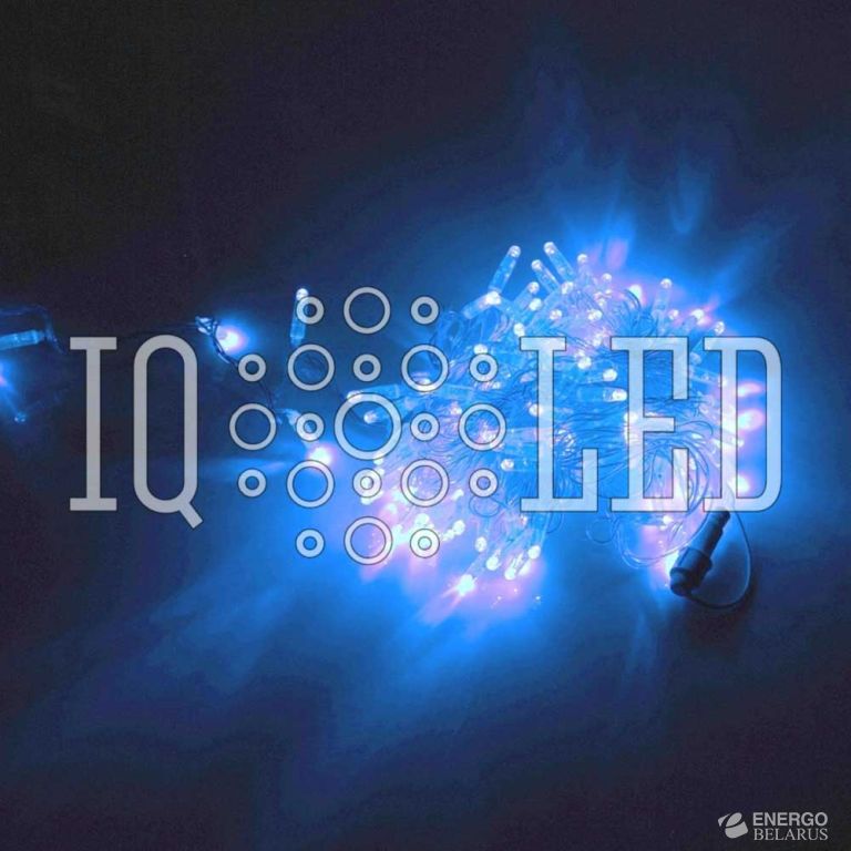 Гирлянда постоянного свечения 10M, 240V, синяя / прозрачный провод, соединяемая (без силового шнура) (с колпачком)