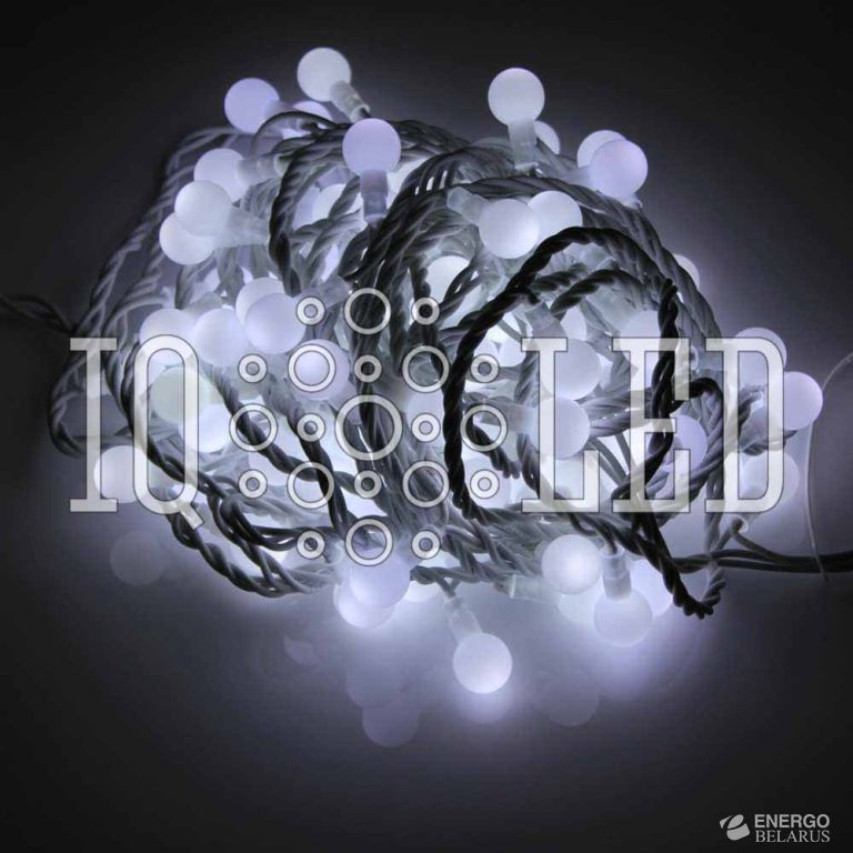 Гирлянда постоянного свечения 15M, 25MM, 240V, белая / белый провод, соединяемая (без силового шнура) шарик D25