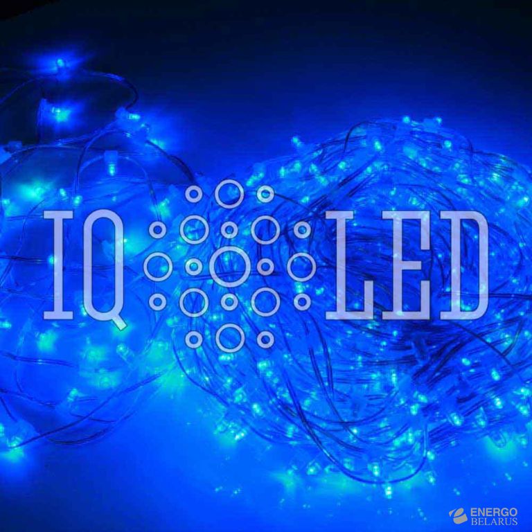 Гирлянда клип-лайт 12В, 15CM, 100M, WITH CLEAR CAP, синий/белый Flash, (с колпачком)