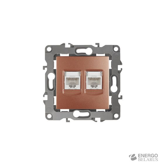 12-3108-14 ЭРА Розетка информационная двойная 2XRJ45, IP20, Эра12, медь