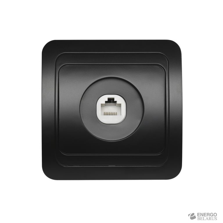 Розетка компьютерная RJ-45 1-местная черная "Марс", Smartbuy