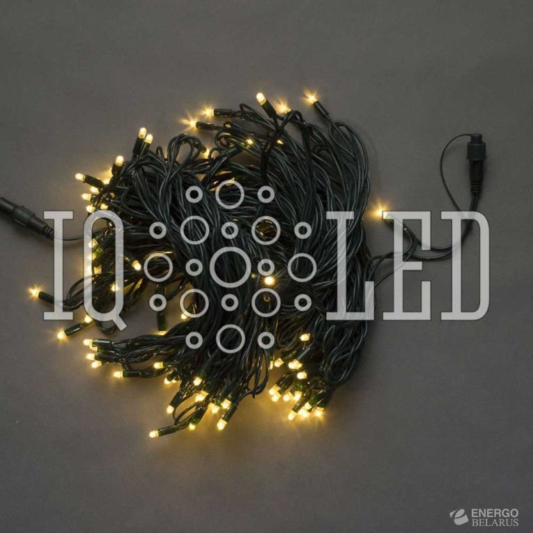 Гирлянда постоянного свечения 240V, 30M белый теплый/темно-зеленый провод