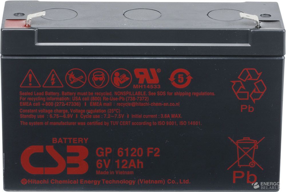 Батарея аккумуляторная CSB GP 6120 F1 6V/12Ah