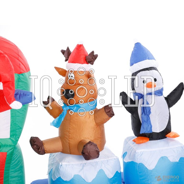 Фигура 3D надувная “Дед Мороз на поезде”