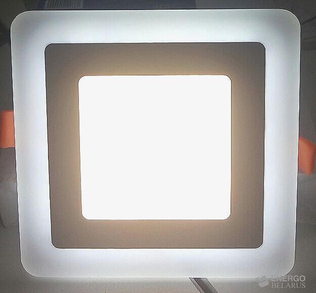 Светильник светодиодный с декоративной подсветкой квадратный,  3+2W, Белый TruEnergy