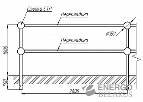 Ограждение столб концевой с кронштейном 1500*40*40*1,5 мм