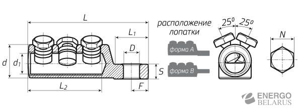 Наконечник болтовой с угловым расположением болтов 3НБЕ (Евросерия)