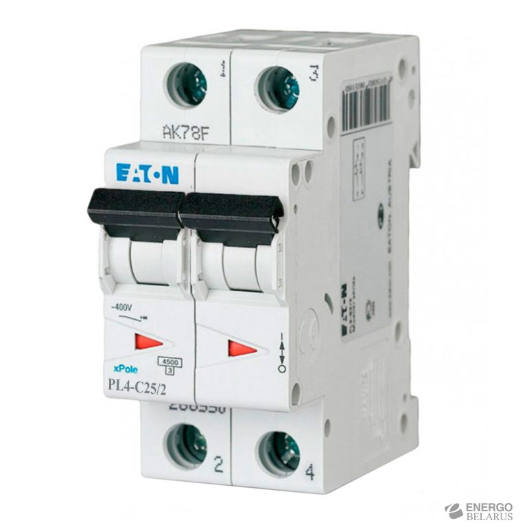 Выключатель автоматический  PL4-C25/2, 2P, 25A, хар-ка C, 4.5kA, 1M EATON