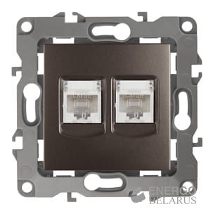 Розетка информационная двойная 12-3108-13 ЭРА 2XRJ45, IP20, Эра12, бронза (10/100/2500)