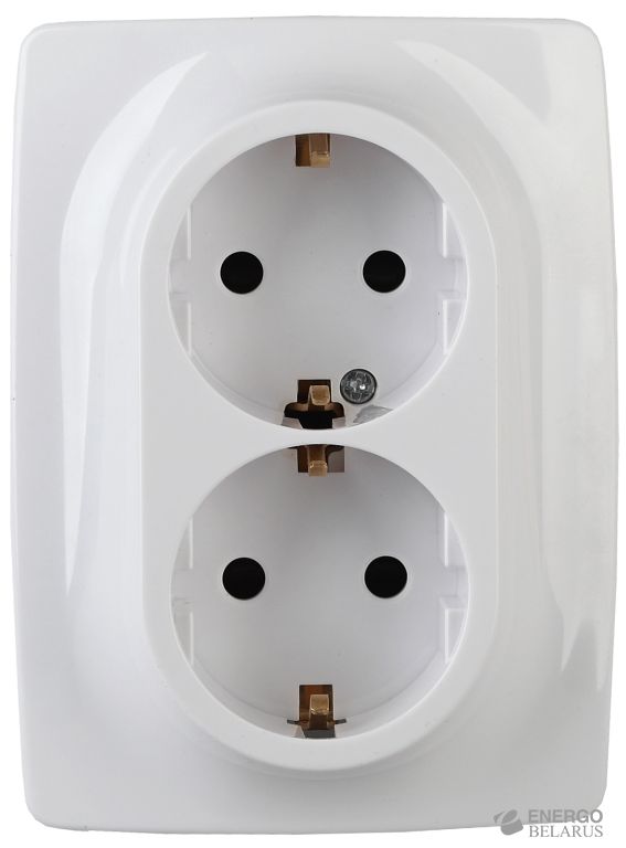 Розетка 12-2008-01 ЭРА 2X2P+E Schuko со шторками, 16А-250В, б.л., Эра12, белый (10/100/1800)