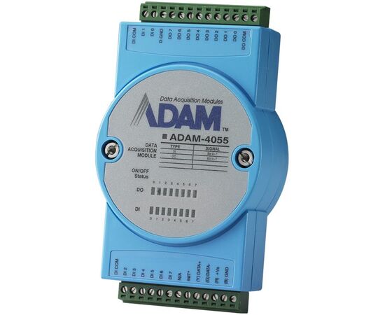 Модуль ввода-вывода ADVANTECH ADAM-4055-BE, 8 каналов дискретного ввода, 8-каналов дискретного вывода с изоляцией и индикацией, Modbus RTU/ASCII