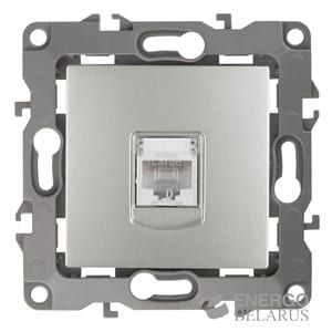 Розетка информационная 12-3107-03 ЭРА RJ45, IP20, Эра12, алюминий (10/100/3200)