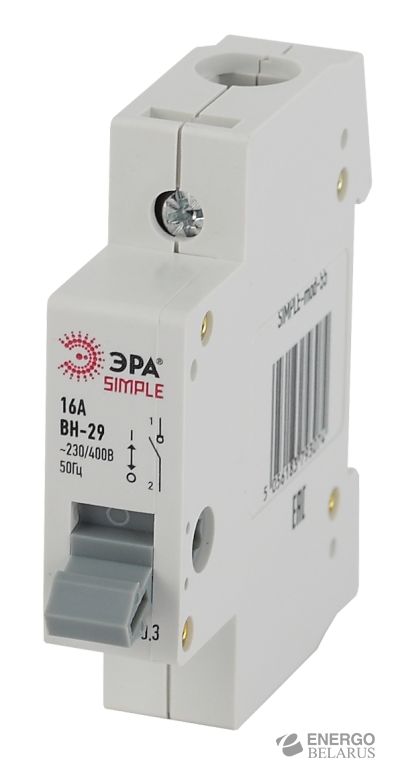 SIMPLE-mod-58 ЭРА SIMPLE Выключатель нагрузки 1P 63А ВН-29 (12/180/3600)