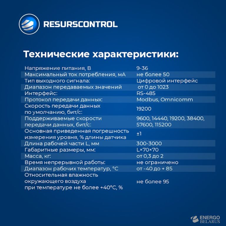 Датчик уровня топлива TITAN RS485 (цифровой, с монтажным комплектом)