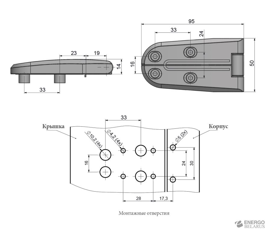 Петля накладная Essentra (Mesan) 1500-2-1-F