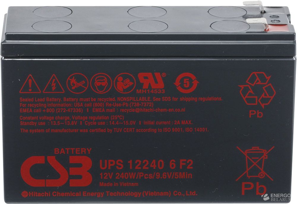 Батарея аккумуляторная CSB UPS 12240 6 F2 12V/5Ah Slim