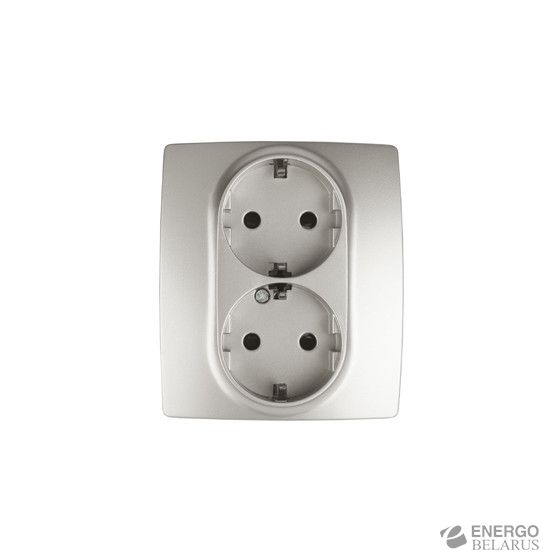12-2104-15 ЭРА Розетка 2X2P+E Schuko со шторками, 16A-250В, IP20, Эра12, перламутр