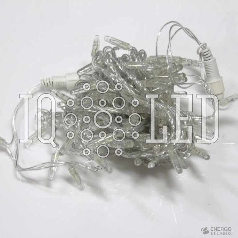 Гирлянда постоянного свечения 10M, 24V, белая / прозрачный провод, соединяемая (без силового шнура) (с колпачком)