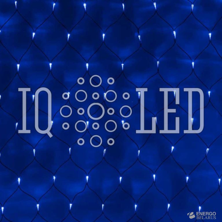 Сеть с FLASH мерцанием 2*1.5M, 230V СИНИЕ на черном с контроллером