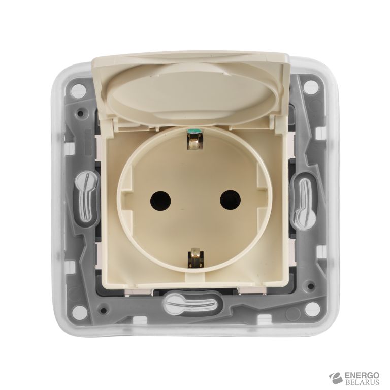 Розетка с крышкой слоновая кость (IP44) 672332