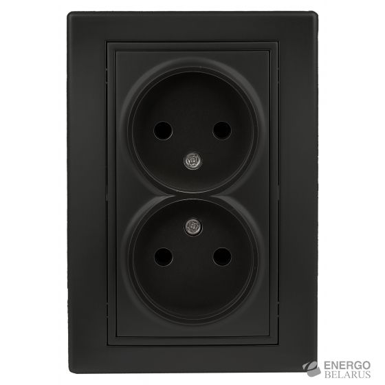 1-204-05 Intro Розетка 2х2P, 16А-250В, IP20, СУ, Plano, антрацит