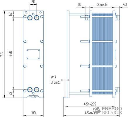 Теплообменник пластинчатый ТРс-0,08P, TPc-0,08D