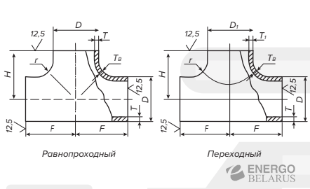 Тройник стальной ГОСТ 17376-2001 108х76