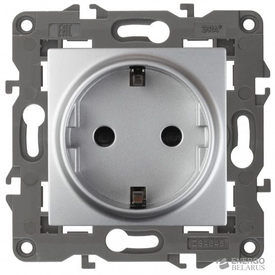 14-2102-03 ЭРА Розетка 2P+E Schuko со шторками, 16A-250В, IP20, Эра Elegance, алюминий