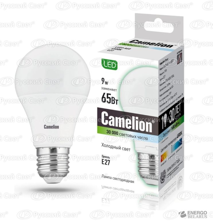 Лампа светодиодная LED9-A60/845/E27 9Вт 220В Camelion 12044