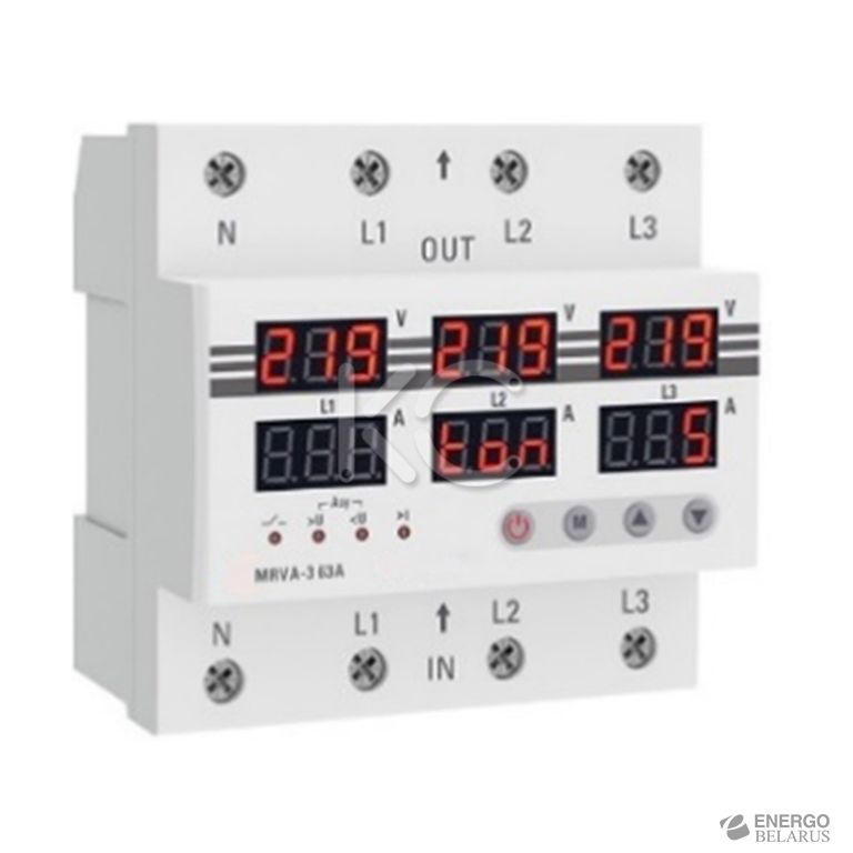 Трехфазное реле напряжения и тока с дисп. MRVA-3 63A КС
