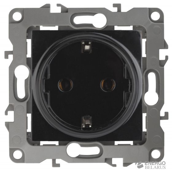 12-2101-06 ЭРА Розетка 2P+E Schuko, 16A-250В, IP20, Эра12, чёрный